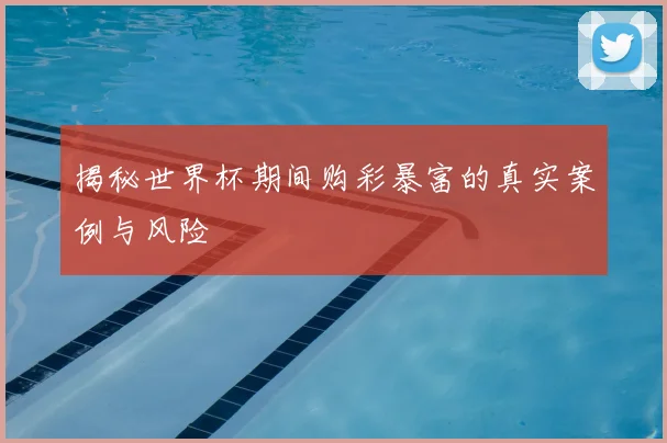 揭秘世界杯期间购彩暴富的真实案例与风险